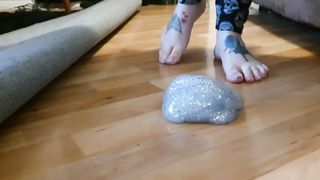 Squishing and Stomping on Slime Foot Play