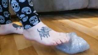 Squishing and Stomping on Slime Foot Play