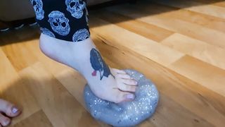 Squishing and Stomping on Slime Foot Play