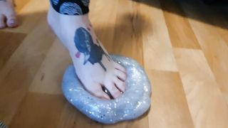 Squishing and Stomping on Slime Foot Play