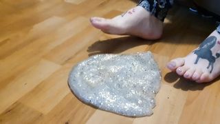 Squishing and Stomping on Slime Foot Play