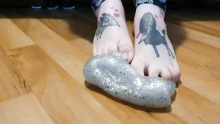 Squishing and Stomping on Slime Foot Play