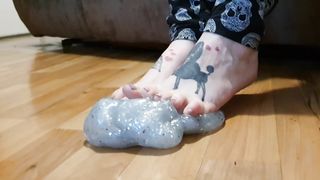 Squishing and Stomping on Slime Foot Play