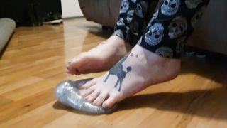 Squishing and Stomping on Slime Foot Play