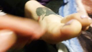 Stinky Sock Removal after Work - Toes Poking through Sock