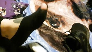 Stinky Sock Removal after Work - Toes Poking through Sock