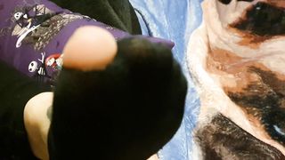 Stinky Sock Removal after Work - Toes Poking through Sock