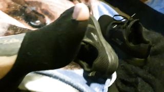 Stinky Sock Removal after Work - Toes Poking through Sock