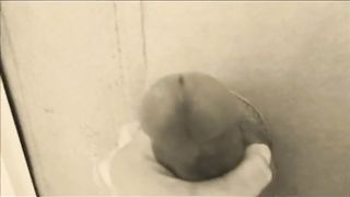 homemade gloryhole handjob with big cumshot