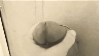 homemade gloryhole handjob with big cumshot