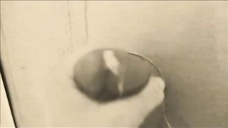 homemade gloryhole handjob with big cumshot