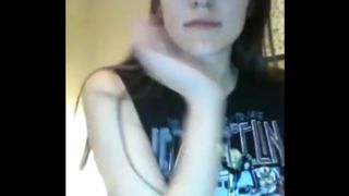 shy brunette 1st time masturbating on cam