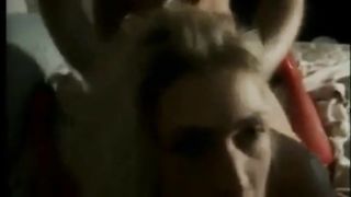 Blonde girl fucked while other guy puts his dick in her face