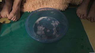 The Girls Laugh out Loud at the Slave and Close their Mouth so that he Swallows everything