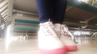 Public Shoeplay | Latina Taking off Sneakers & Nylon Socks