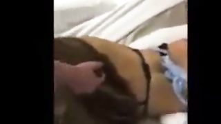 Girl gets spit roasted by strangers while bf jerks off