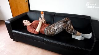 Czech Soles - Sofia in fruit-crushing spree in her worn socks