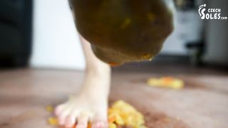 Czech Soles - Sofia in fruit-crushing spree in her worn socks