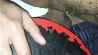 Hairy creampie through the gloryhole