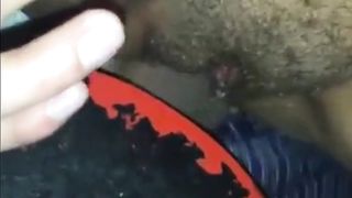 Hairy creampie through the gloryhole