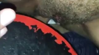 Hairy creampie through the gloryhole