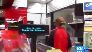 Black Store Clerk sucks white cock on the job Ebony