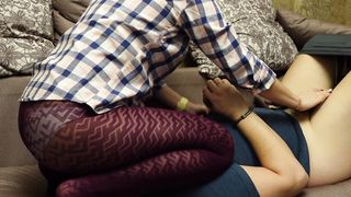 Mistress in Red Tights Pantyhose Facesits Slave and Masturbates Femdome