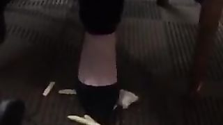 Candid High heels food crush at restaurant