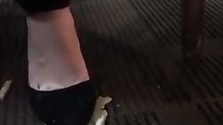 Candid High heels food crush at restaurant