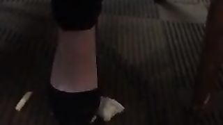 Candid High heels food crush at restaurant