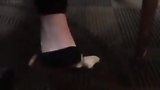 Candid High heels food crush at restaurant