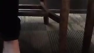 Candid High heels food crush at restaurant