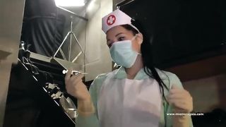 Mistress Gaia gives the injection and check the patient