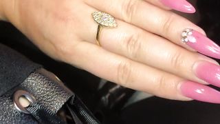 Teaser in Shiny leggings, overknee boots and a nice big strap-on ready to be used