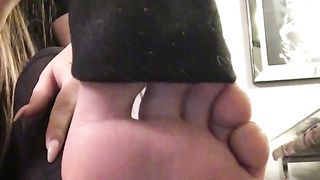 There you go My little footboy. Sweaty and smelly soles for you to sniff and lick