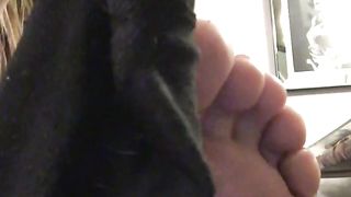 There you go My little footboy. Sweaty and smelly soles for you to sniff and lick