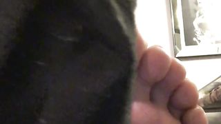 There you go My little footboy. Sweaty and smelly soles for you to sniff and lick