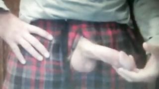 dad in shorts with hung mushroom head cock on cam