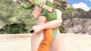 tall woman bearhug little man