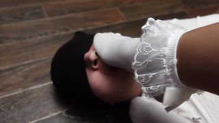 Kisses Feet Mistress in Nylon Socks Femdome Foot Fetish Sexwife Girl in Tights Pantyhose