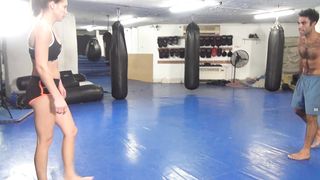 beautiful natalia mixed wrestling weak man