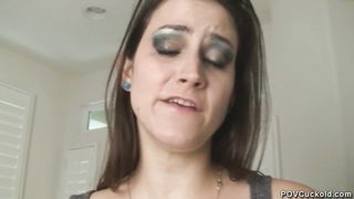 POV Creampie eating scene with Addie Juniper pussy full of cum chastity too