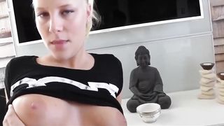 Babe In Designer Pantyhose Gets Facialized