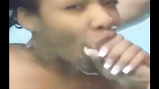 black woman  sucking 2 cocks underwater