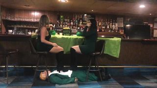 Human rug at bar