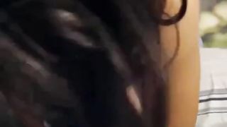 Brunette posing her huge big tits