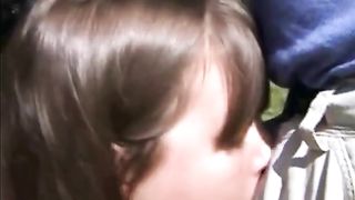 Young mother sucking me in public