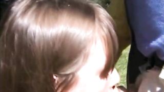 Young mother sucking me in public