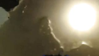 Girl uses vibe to squirt on mirror