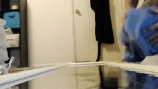 Girl uses vibe to squirt on mirror